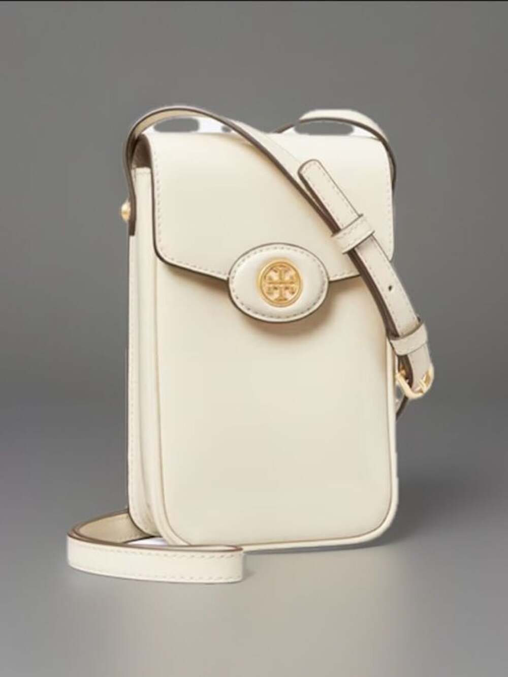 Tory Burch Robinson Spazzolato Phone Crossbody Shea Butter